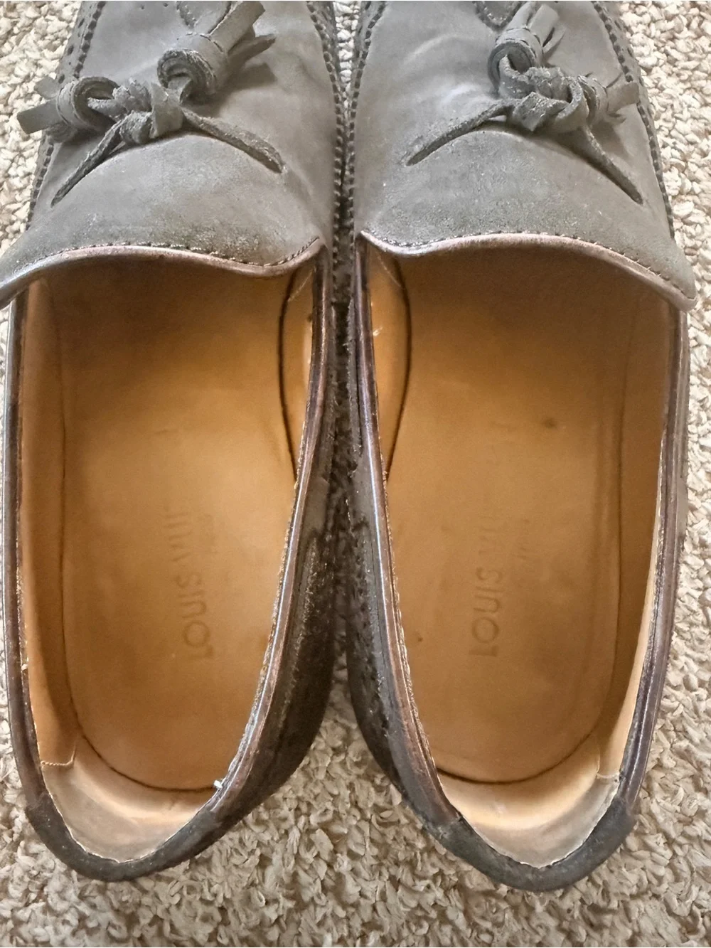 Louis Vuitton Men's Suede Tassel Loafers in Dark Gray